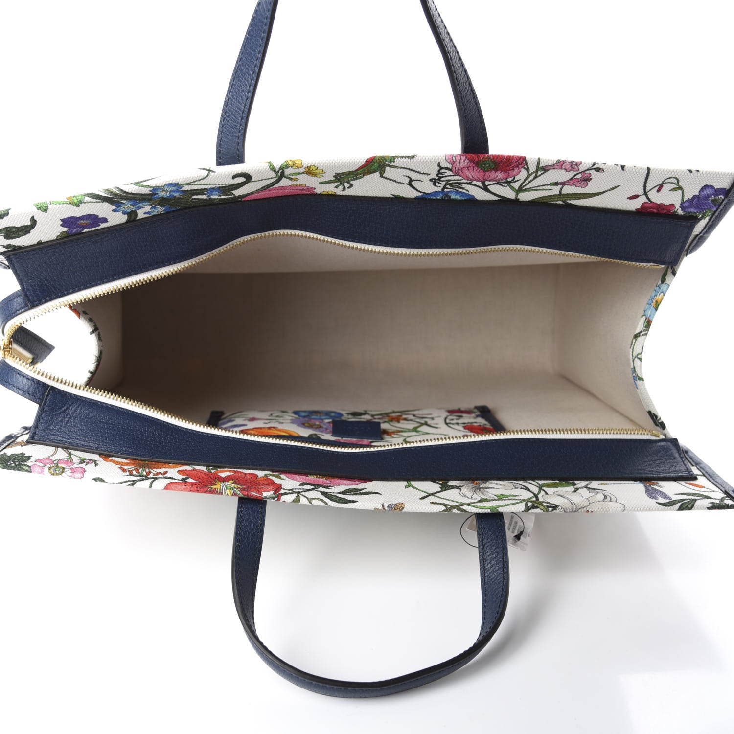 Gucci Canvas Large Flora Tote Navy Multicolor 5 of 12