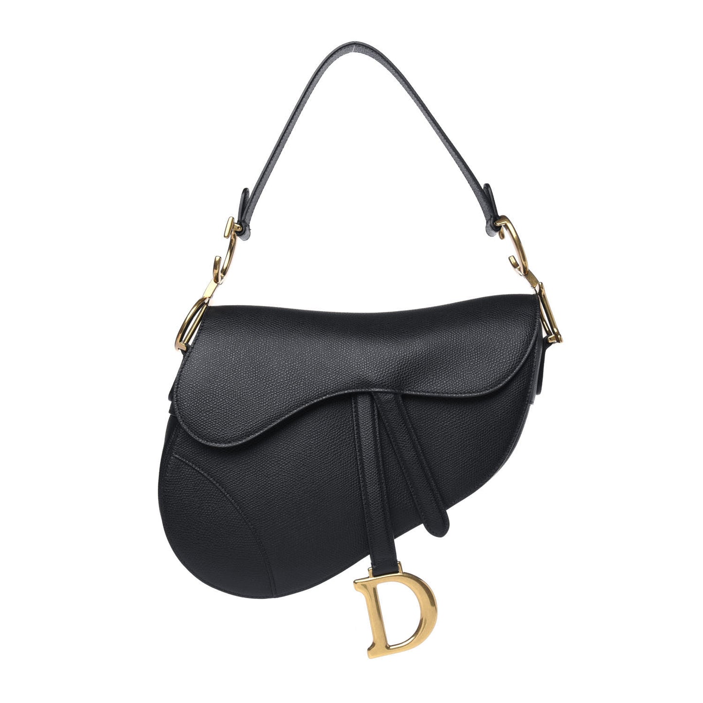 Grained Calfskin Saddle Bag Black