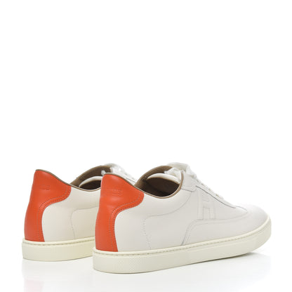 Hermes Calfskin Mens Quicker Sneakers 42 White Orange 4 of 13