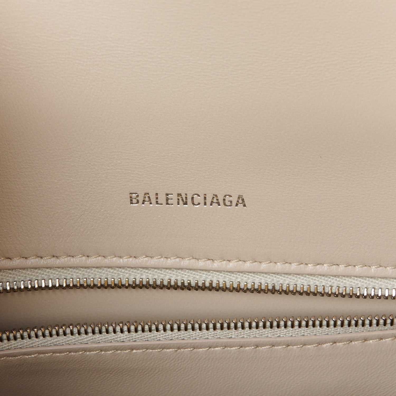 Balenciaga Shiny Calfskin Crocodile Embossed Small Hourglass Top Handle Bag Cold Beige 6 of 10