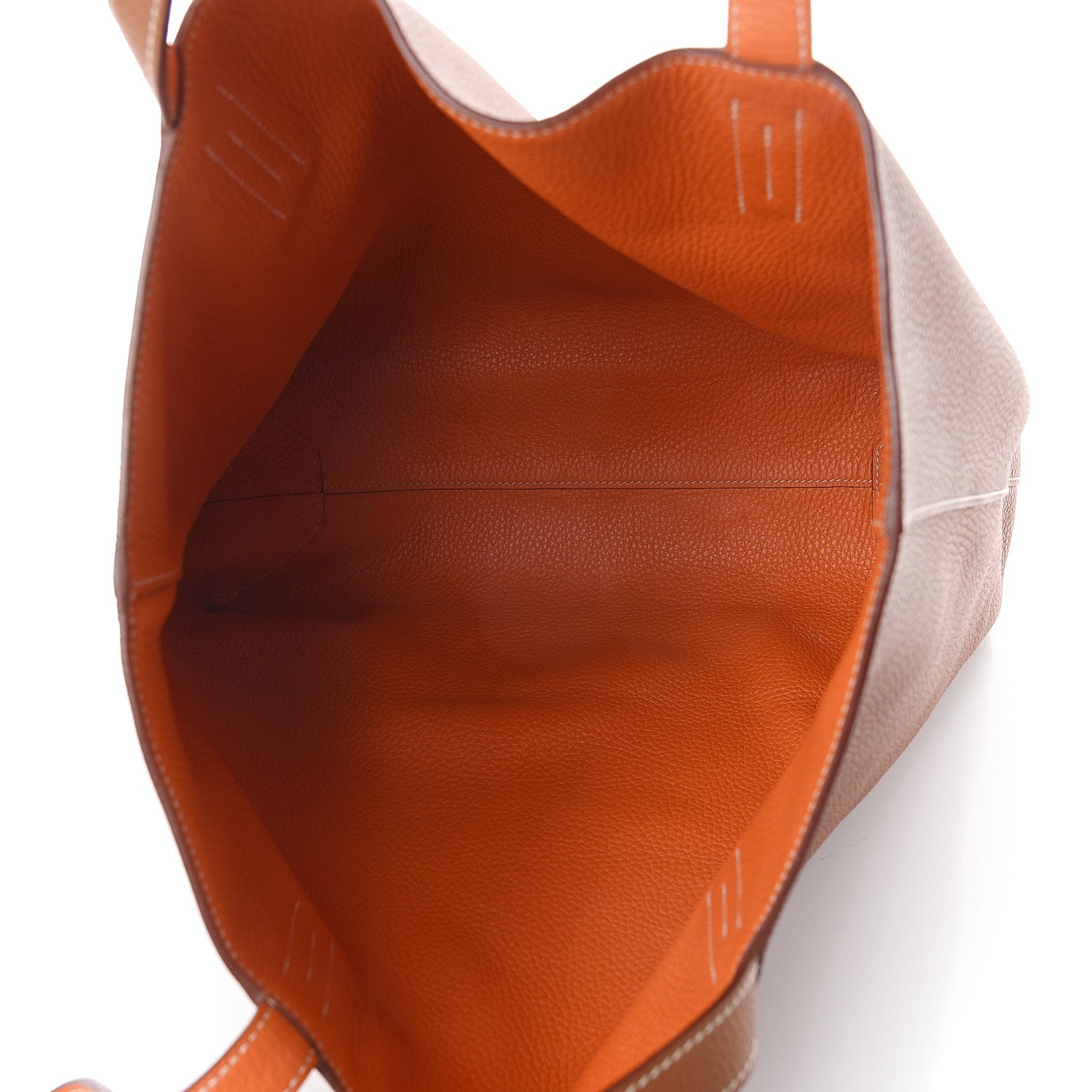 Hermes Taurillon Clemence Double Sens 36 Reversible Tote Orange Gold 4 of 8