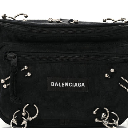 Balenciaga Nylon Canvas Logo Piercing Explorer Beltpack Black White 8 of 13