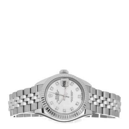 Rolex Stainless Steel 18K White Gold Diamond Mother of Pearl 28mm Oyster Perpetual Datejust Watch 279174 2 of 4