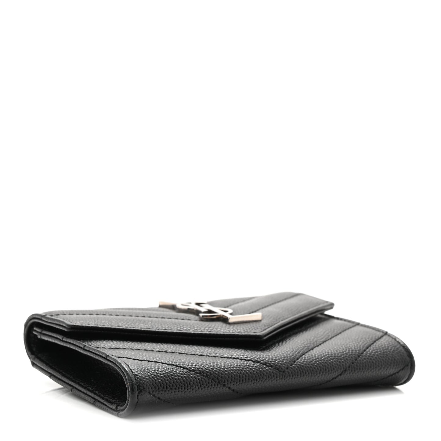 Grain De Poudre Matelasse Chevron Small Monogram Envelope Wallet Black