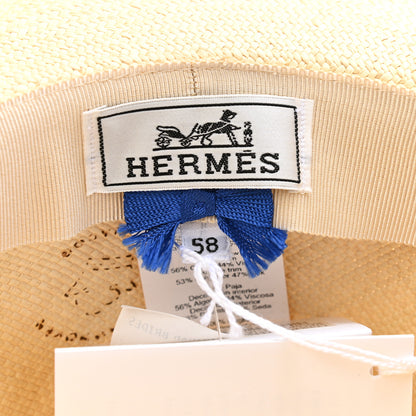 Hermes Straw Panama Brisa Brides De Gala Hat 58 Naturel Multicolore 8 of 9