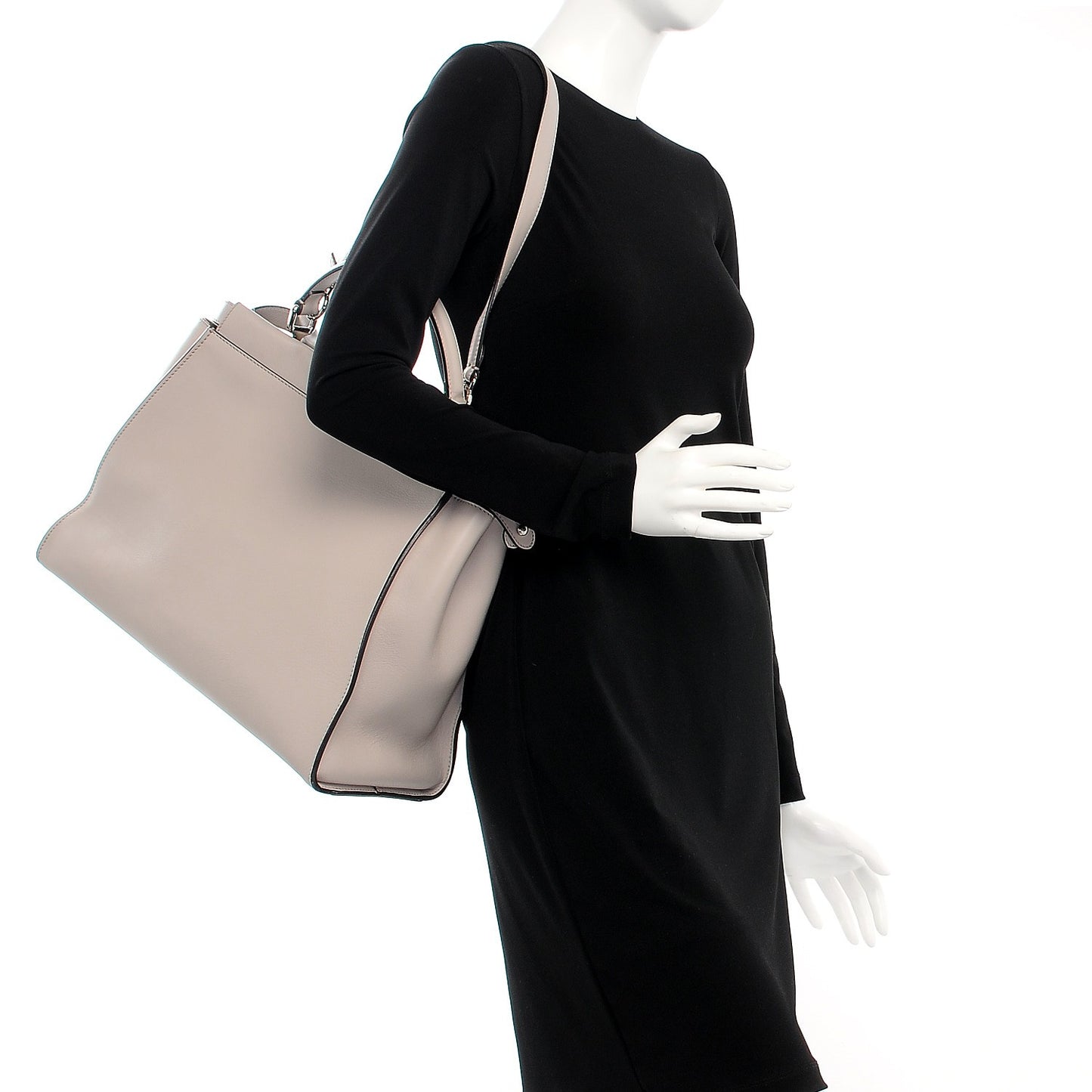 Vitello Seta Plexiglass Granite Large Peekaboo Iconic Satchel Polvere