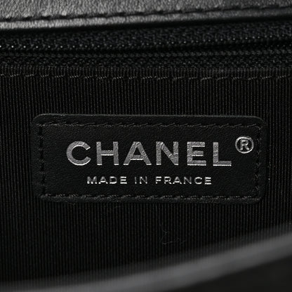 Chanel Calfskin Chevron Quilted New Medium Braided Boy Flap Black 6 of 11