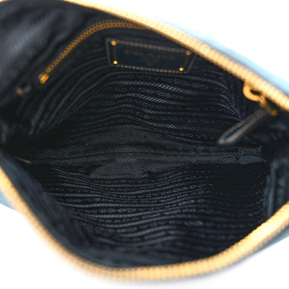 Prada Jacquard Logo Small Flat Messenger Bag Blue 5 of 11