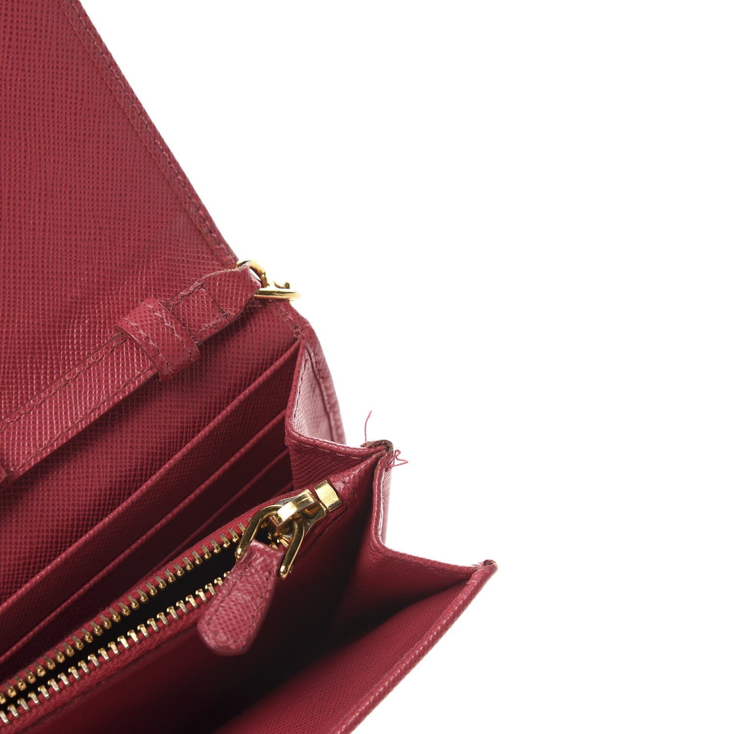 Prada Saffiano Metal Oro Chain Wallet Peonia 8 of 10