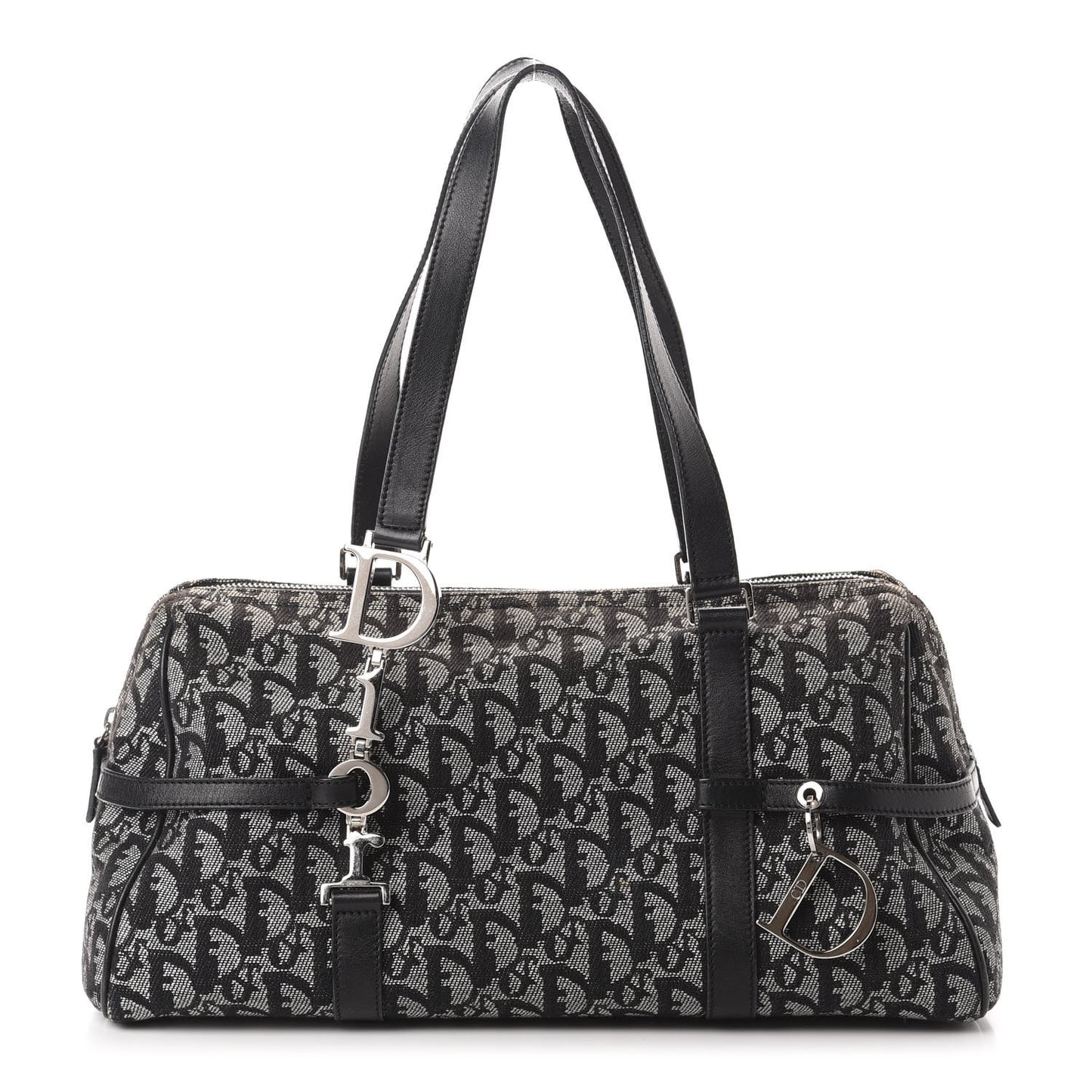 Denim Monogram Charms Shoulder Bag Black