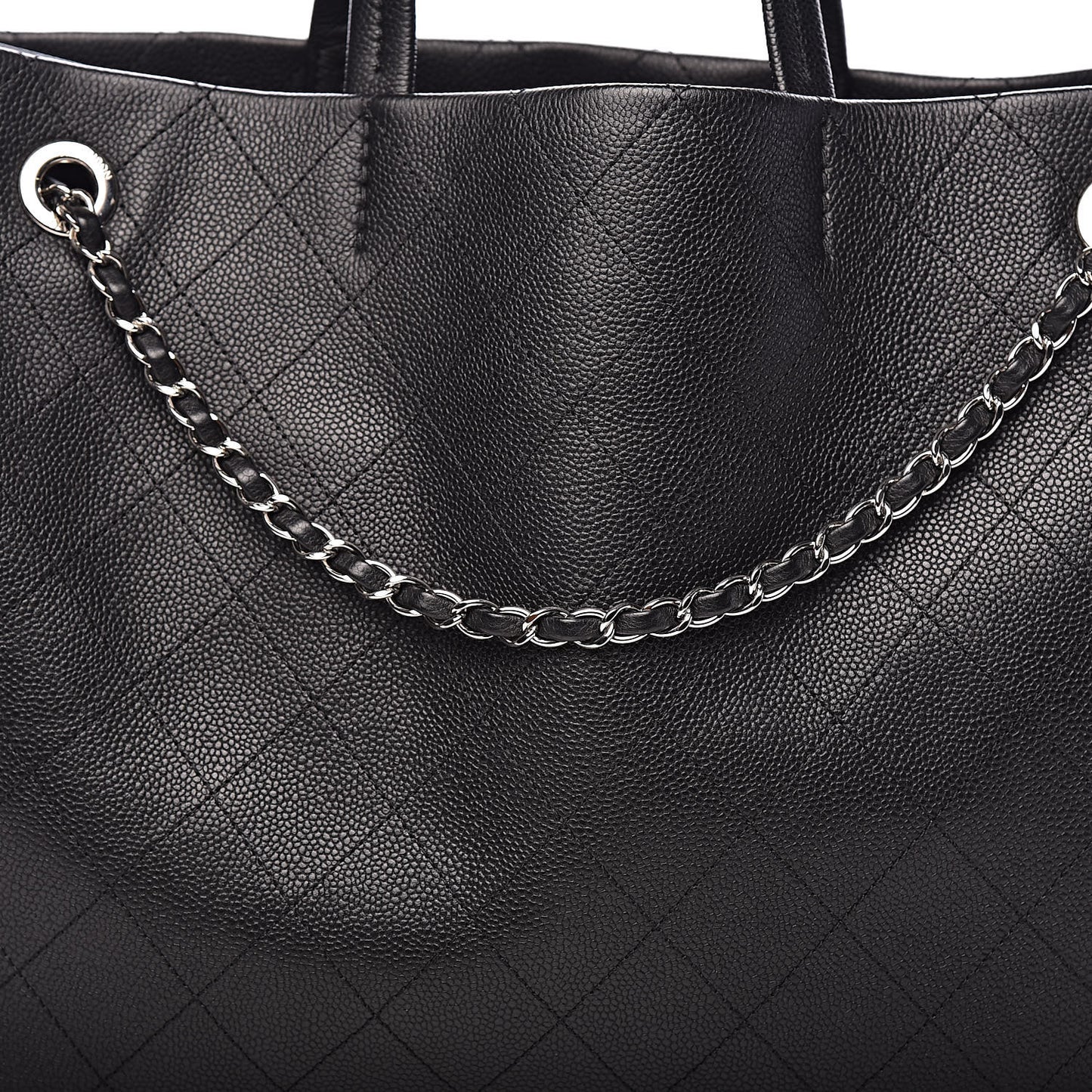 Grained Calfskin CC Pocket Tote Black