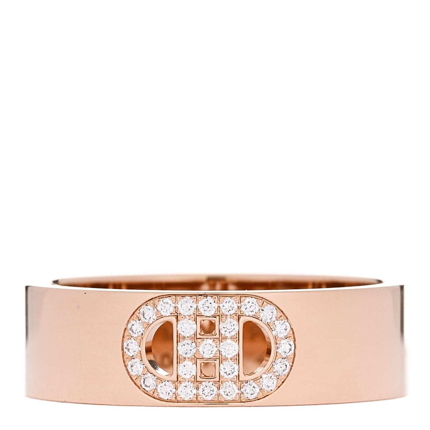 18K Rose Gold Diamond PM H D'Ancre Ring 51 5.75