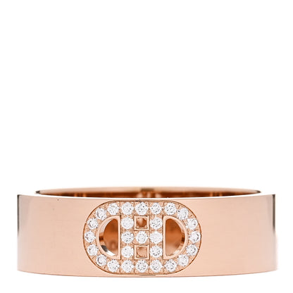 Hermes 18K Rose Gold Diamond PM H D'Ancre Ring 51 5.75 1 of 5