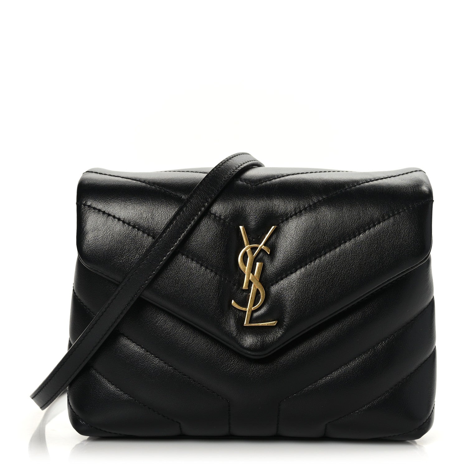 Saint Laurent Calfskin Y Quilted Monogram Toy Loulou Crossbody Bag Black 1 of 9