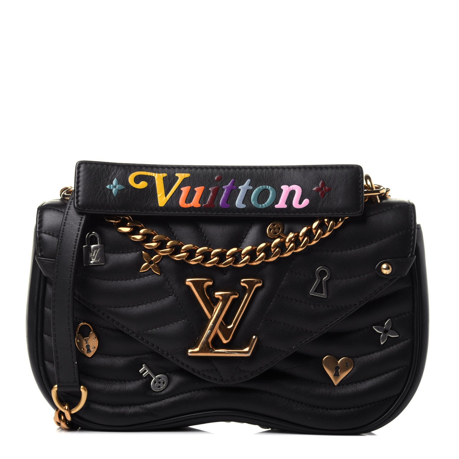 Louis Vuitton Calfskin Love Lock New Wave Chain MM Black 1 of 4