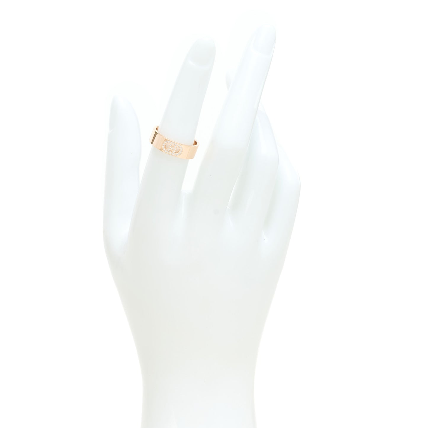 18K Rose Gold Diamond PM H D'Ancre Ring 52 6