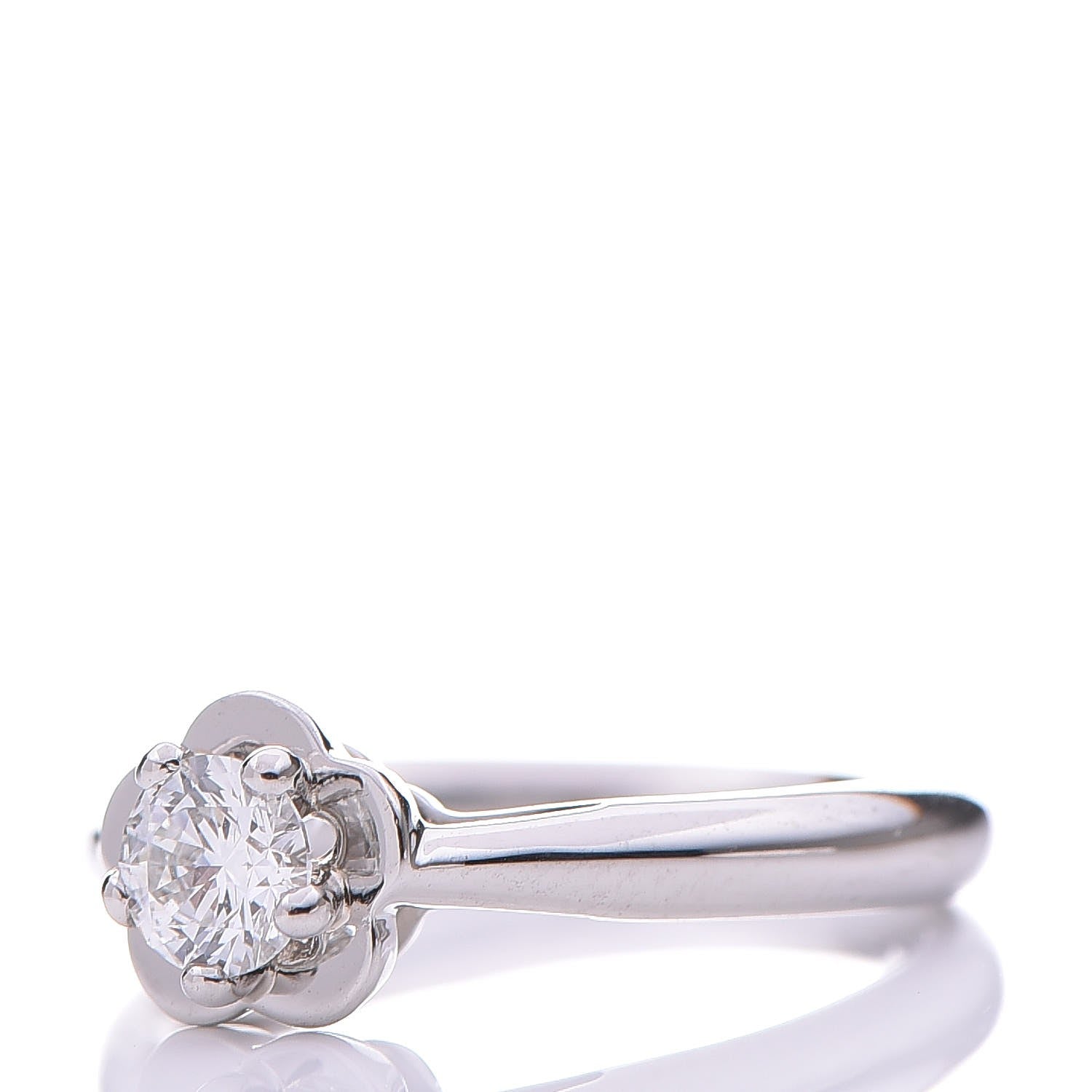 Chanel Platinum Diamond Camellia Solitaire Ring 44 3 3 of 6