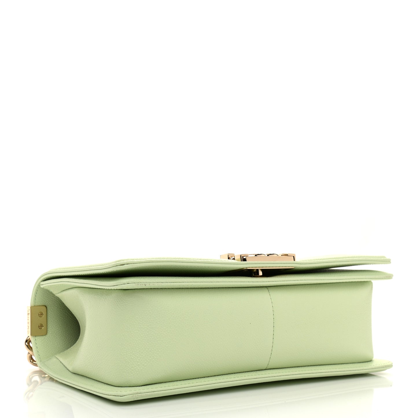 Caviar Chevron Quilted Medium Boy Flap Light Green