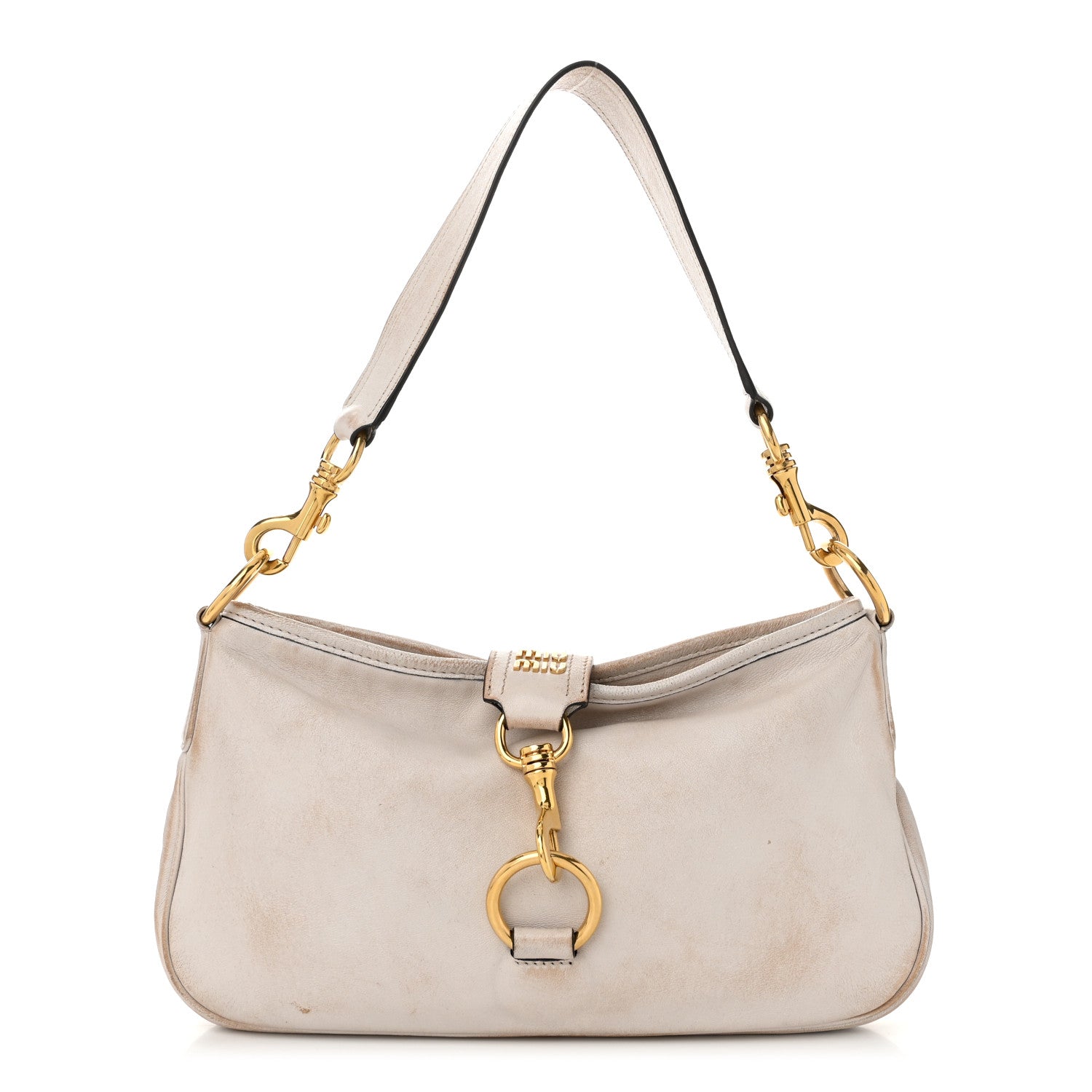 Miu Miu Nappa Old Hook Shoulder Bag Sabbia White 1 of 13