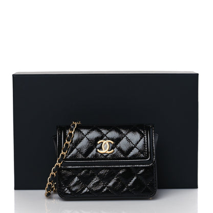 Chanel Shiny Aged Calfskin Quilted Waist Belt Bag Black 11 of 11