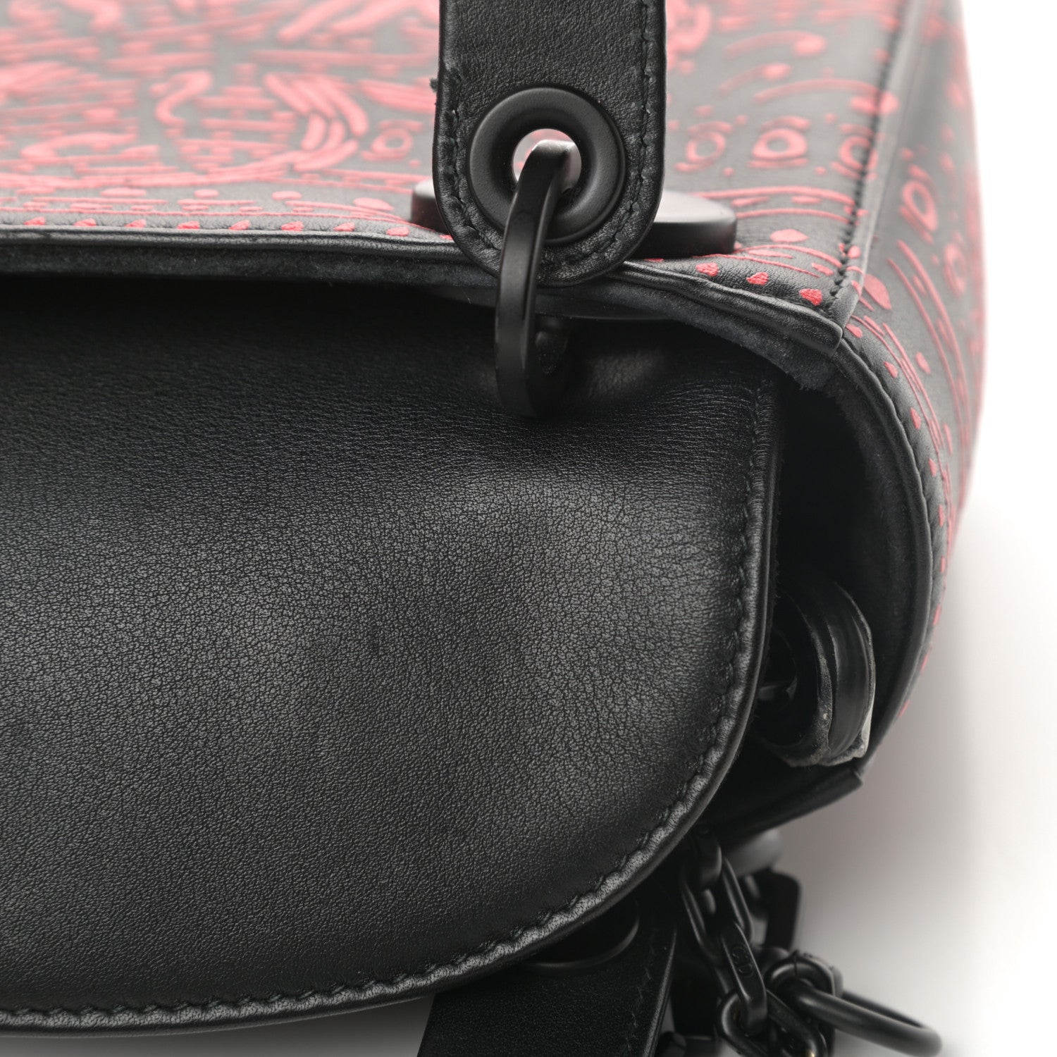 Christian Dior Smooth Calfskin Painted Mini Heart Clover Lady Dior Black Red 16 of 16