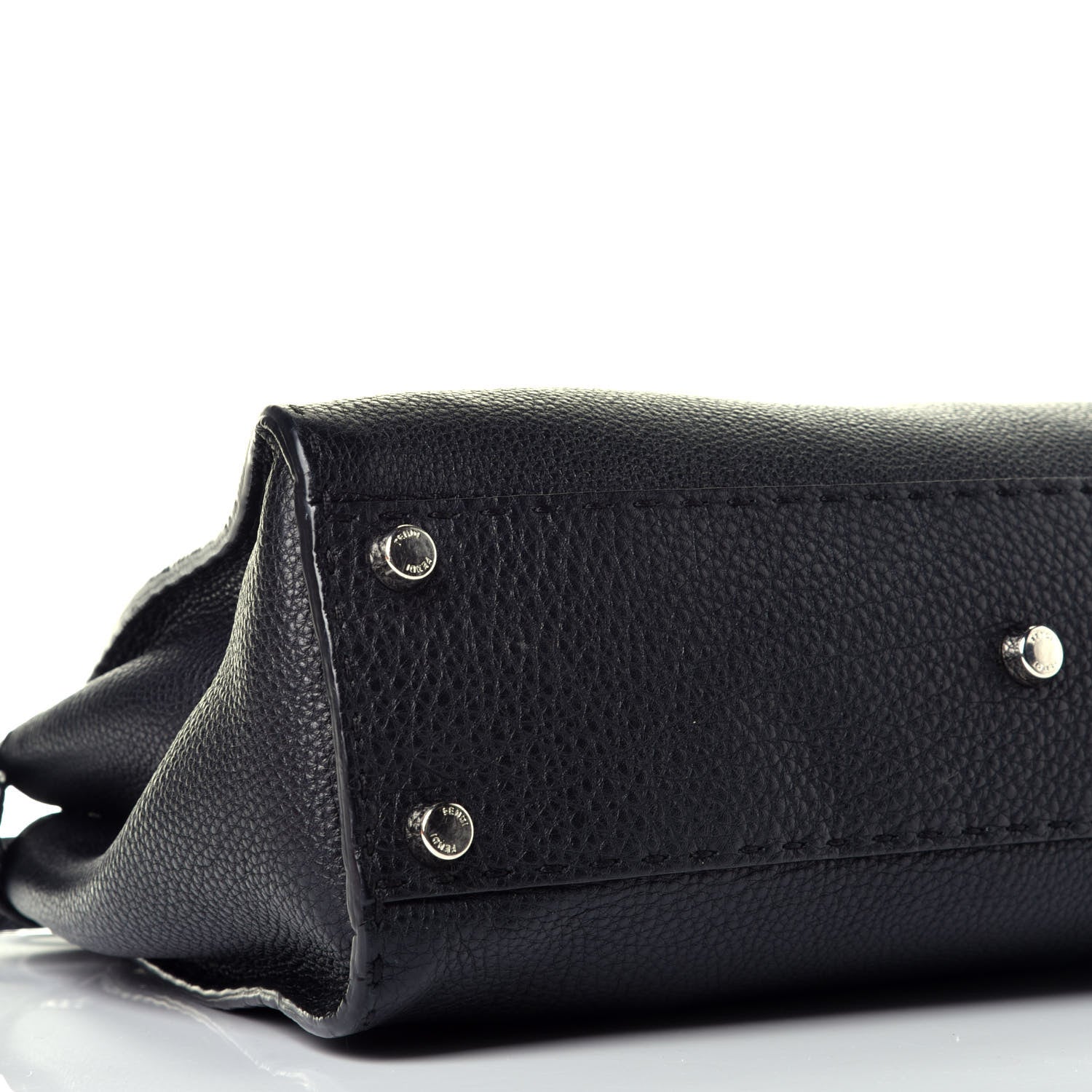 Fendi Cuoio Romano Selleria Bi-Color Medium Peekaboo Iconic Satchel Black Mou 7 of 8