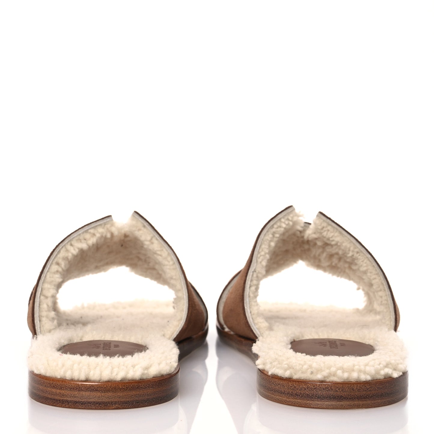 Suede Goatskin Shearling Mens Izmir Sandals 42.5 Marron Teck Ecru