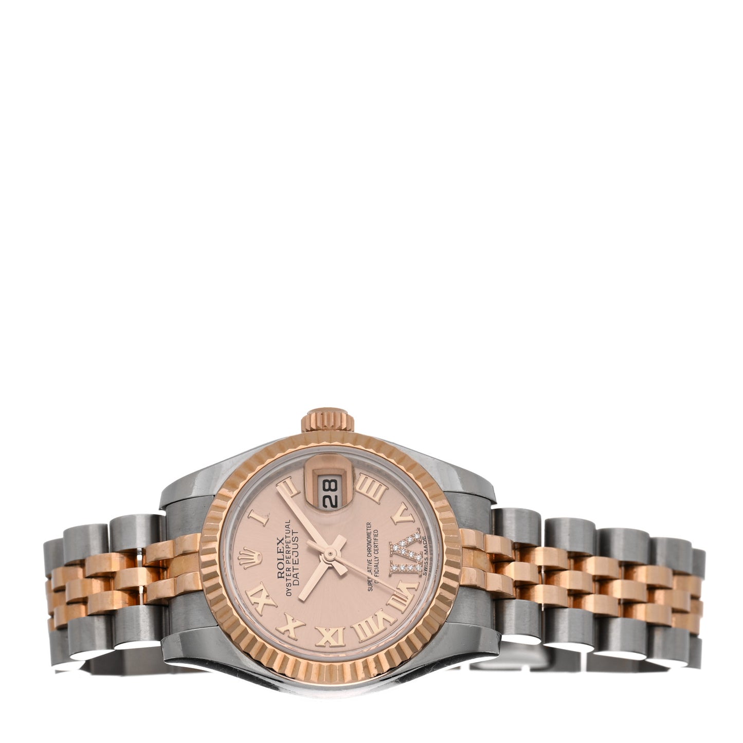 Stainless Steel 18K Everose Gold Diamond 26mm Oyster Perpetual Datejust Watch Pink Roman 179171