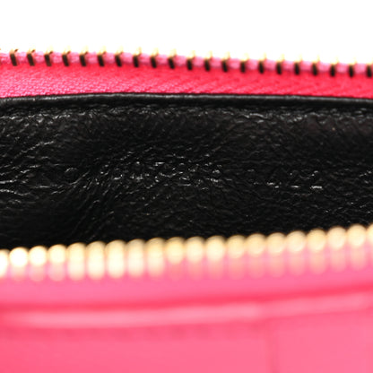 Saint Laurent Grain De Poudre Matelasse Chevron Monogram Fragments Zippered Card Case Fresh Fuxia 6 of 8