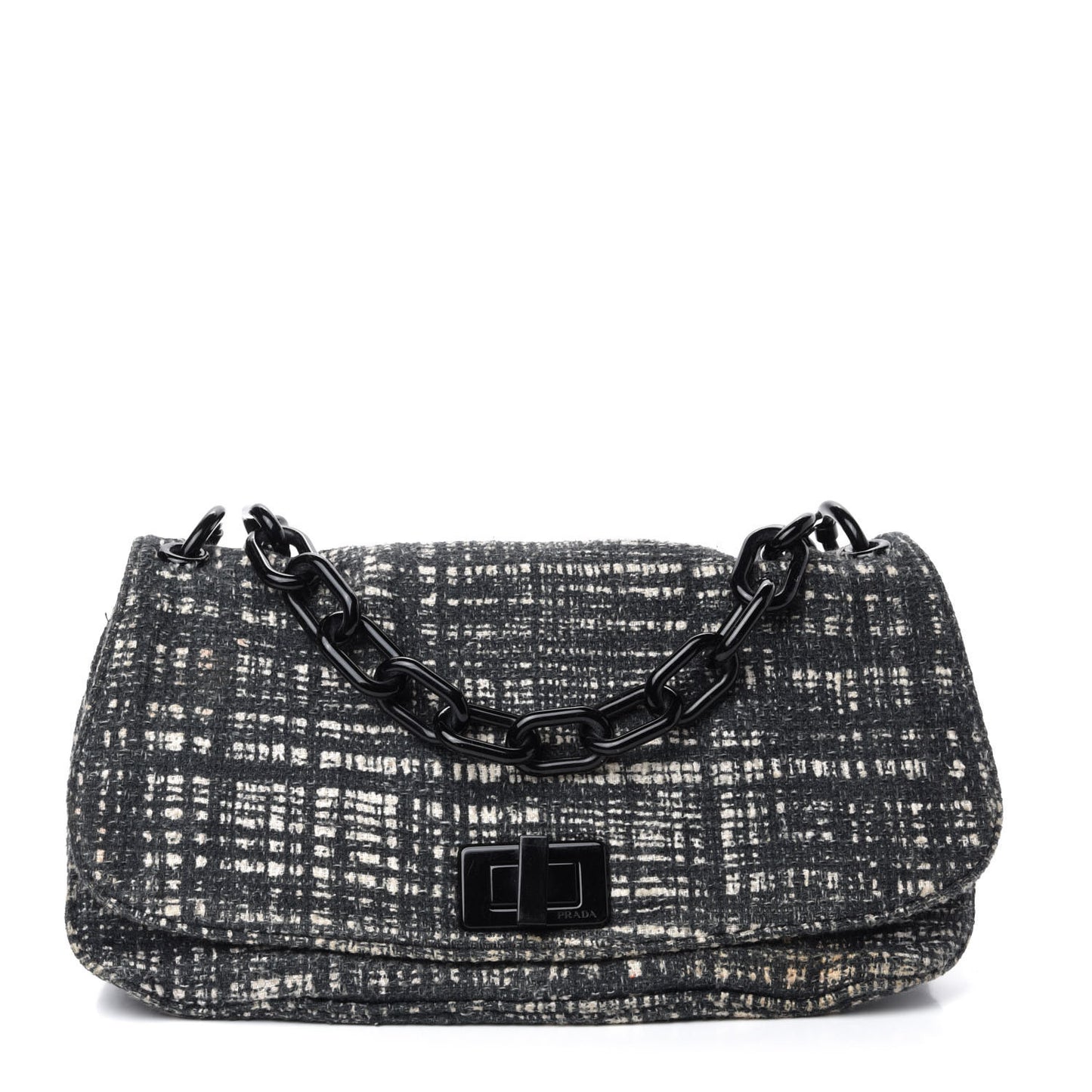 Tela Tweed Chain Shoulder Bag Black