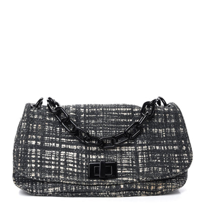 Prada Tela Tweed Chain Shoulder Bag Black 1 of 11