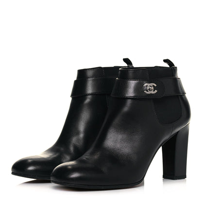 Chanel Calfskin CC Turnlock Ankle Boots 40.5 Black 3 of 13