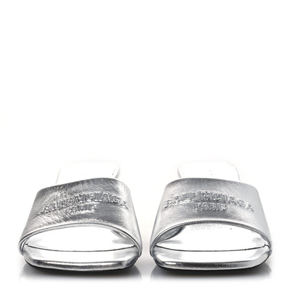 Balenciaga Metallic Sheepskin Duty Free 70mm Sandals 39 Silver 3 of 13