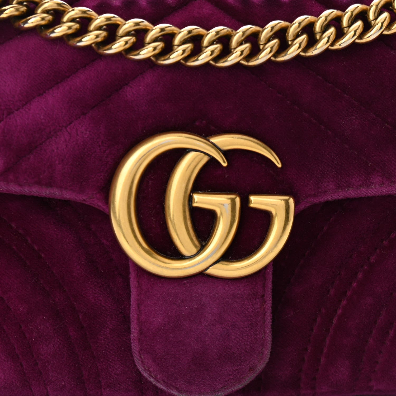 Gucci Velvet Matelasse Mini GG Marmont Shoulder Bag Fuchsia Violet Cyclamen 8 of 10