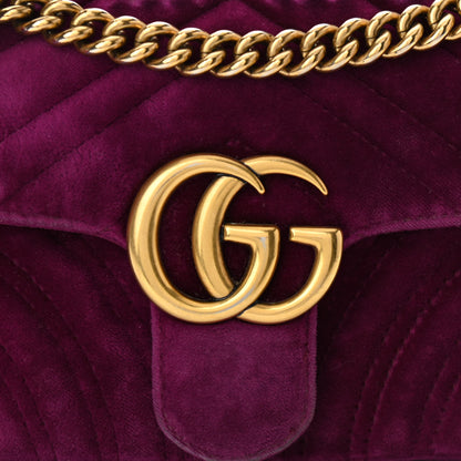 Gucci Velvet Matelasse Mini GG Marmont Shoulder Bag Fuchsia Violet Cyclamen 8 of 10