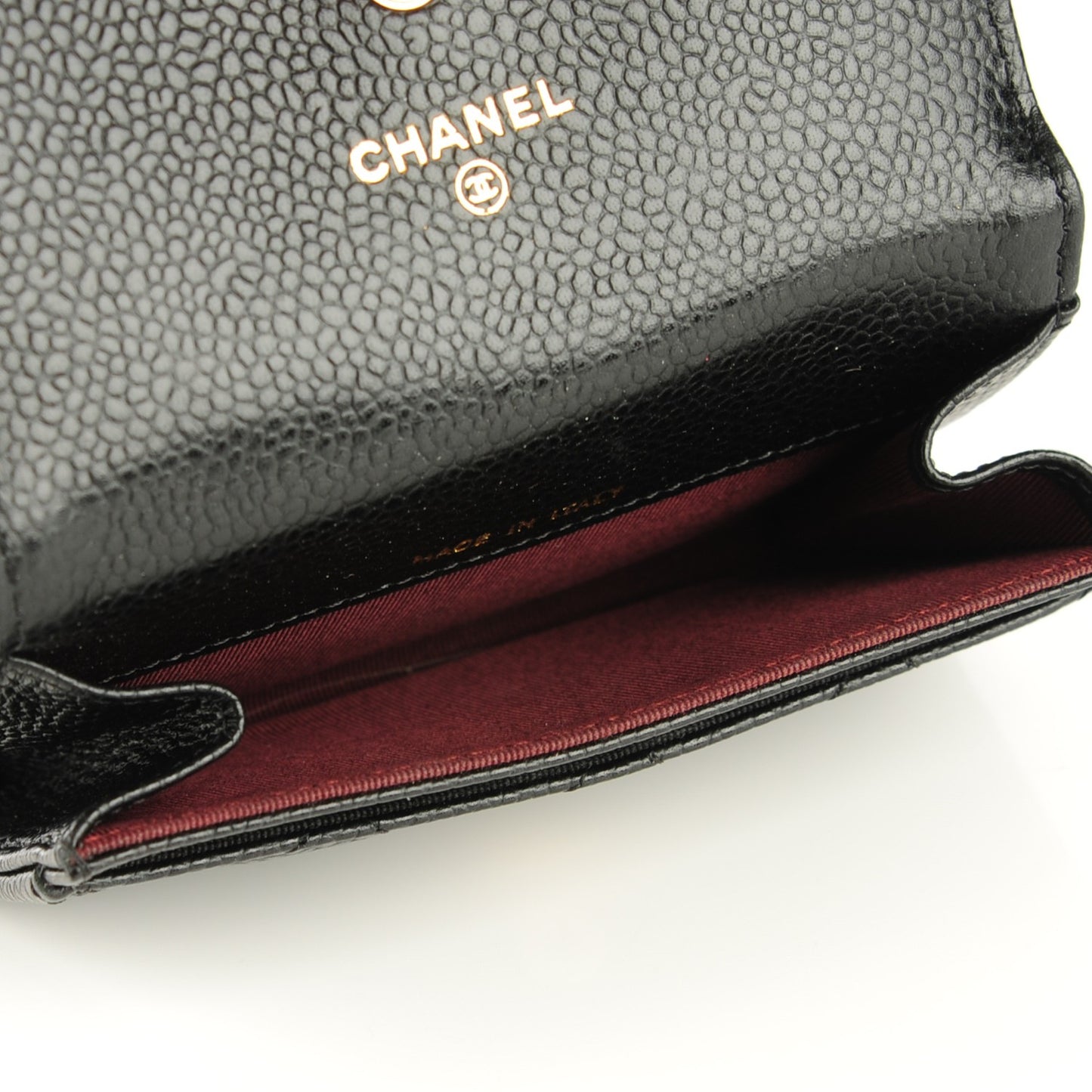 Caviar Quilted Flap Card Holder Black