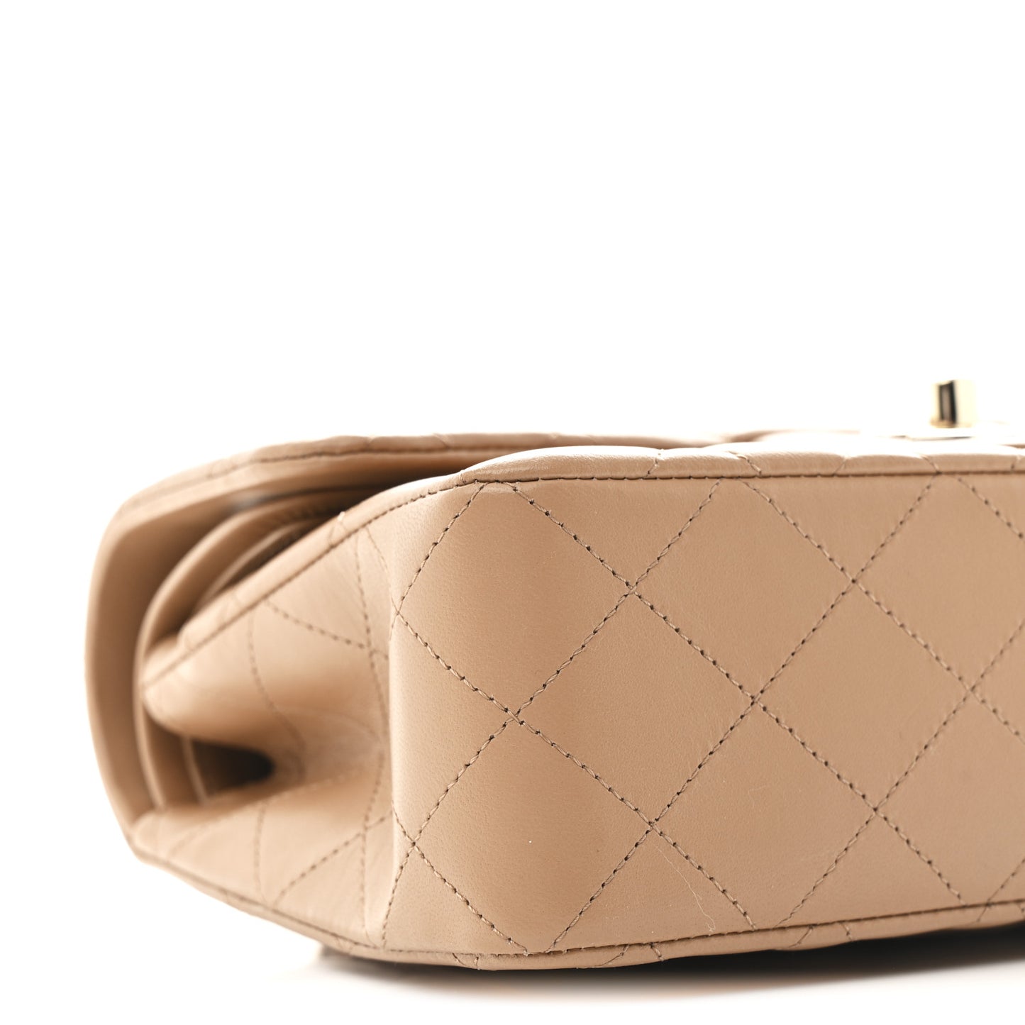 Lambskin Quilted Small Double Flap Brown