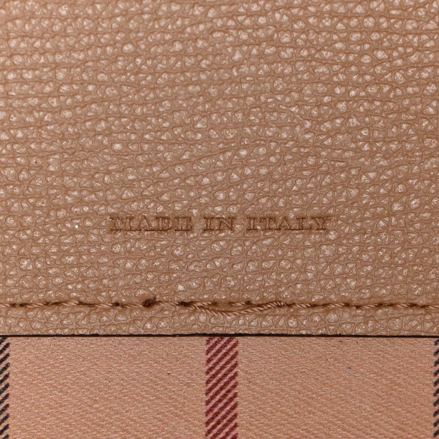 Burberry Grainy Calfskin Haymarket Check Medium Reversible Tote Camel 7 of 14