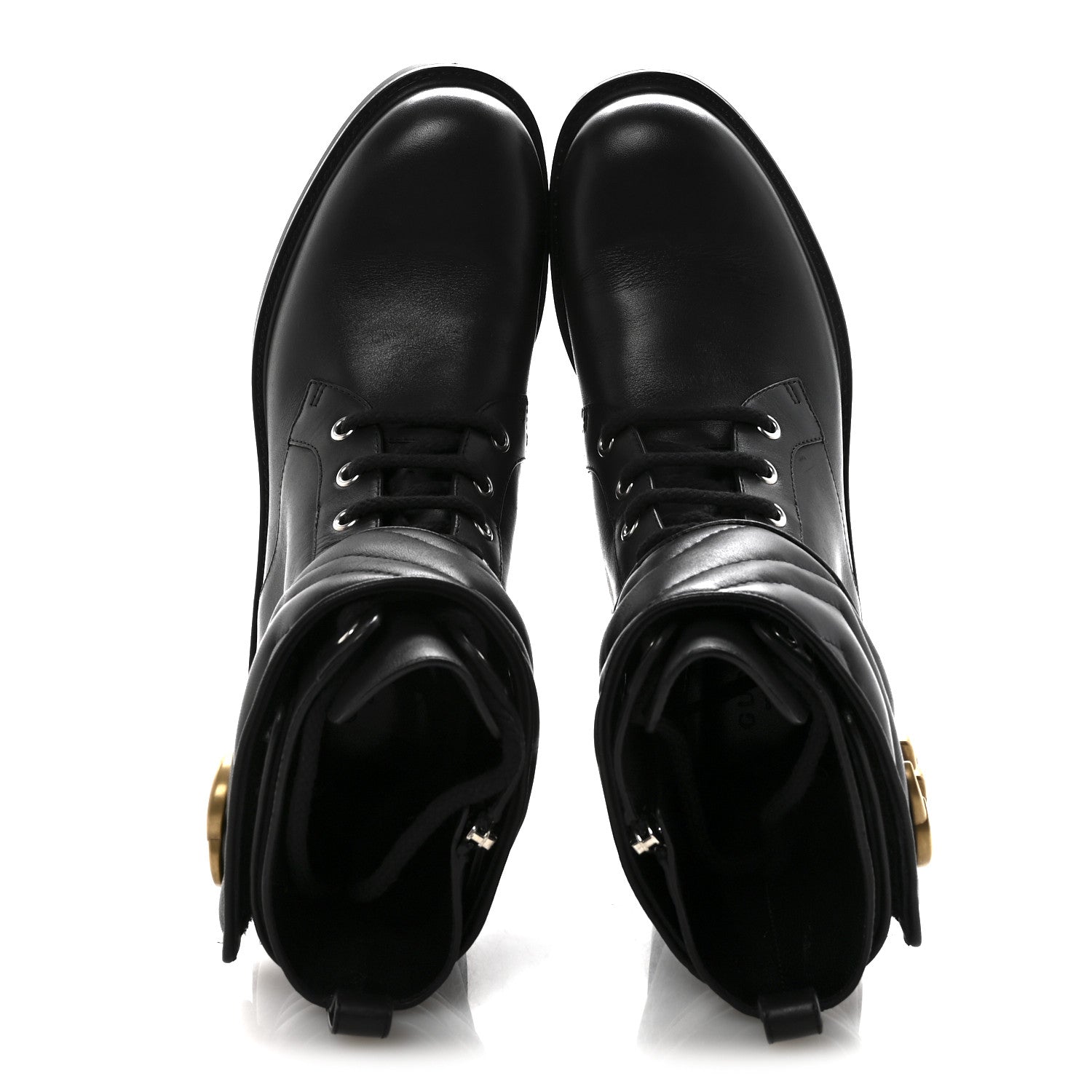 GUCCI レザーブーツ　サイズ35 Gucci 719742 Men's Black Leather GG Ankle Boots New Waxed Calf