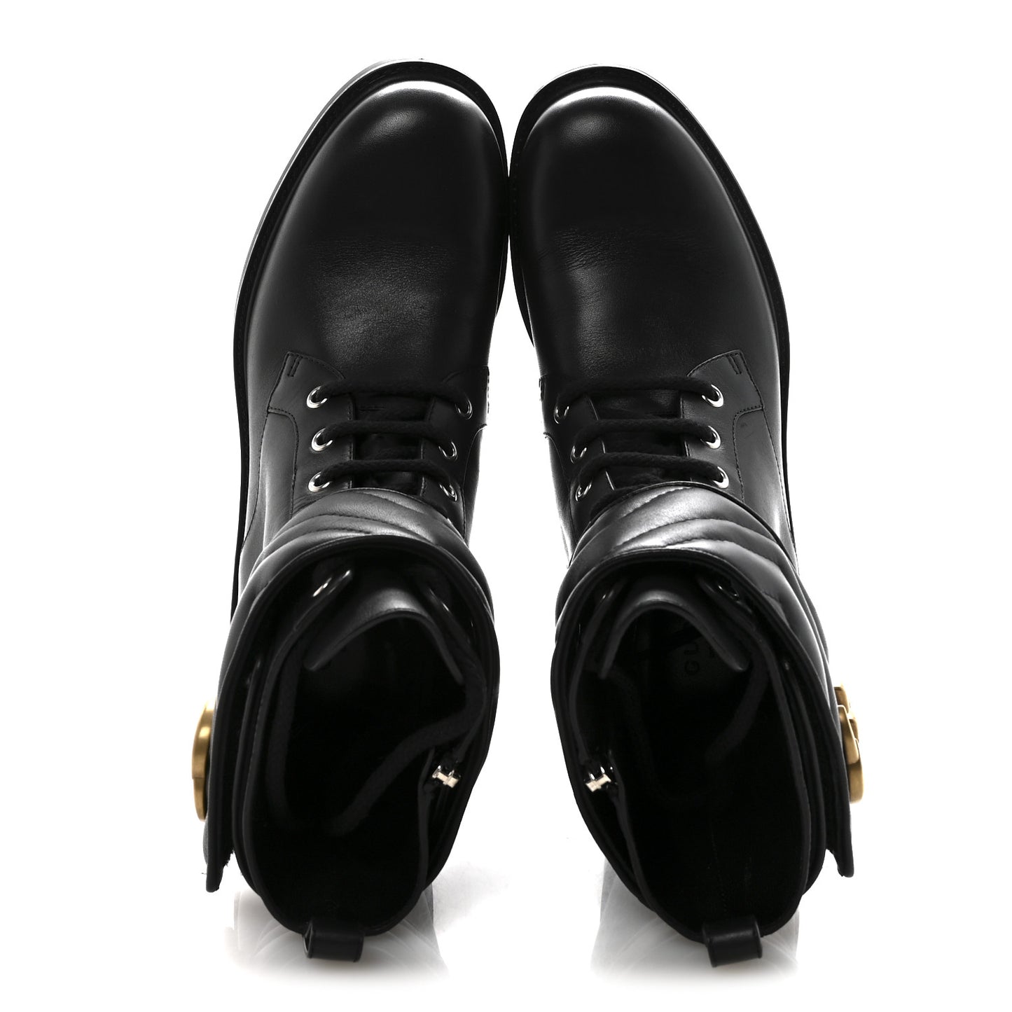 Flores Calfskin Nappa Matelasse GG 40mm Ankle Boots 37.5 Black