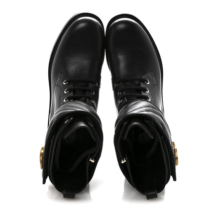 Gucci Flores Calfskin Nappa Matelasse GG 40mm Ankle Boots 37.5 Black 2 of 10