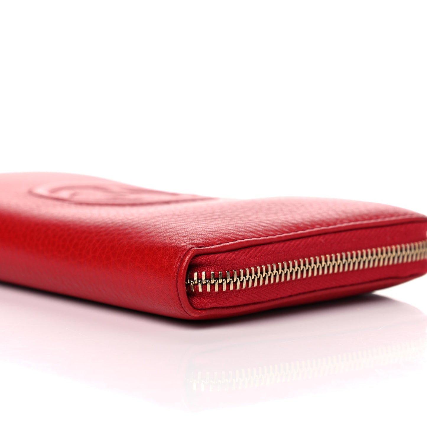 Pebbled Calfskin Soho Zip Around Wallet Red