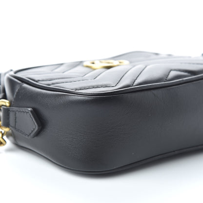 Gucci Calfskin Matelasse Mini GG Marmont Chain Shoulder Bag Black 6 of 10