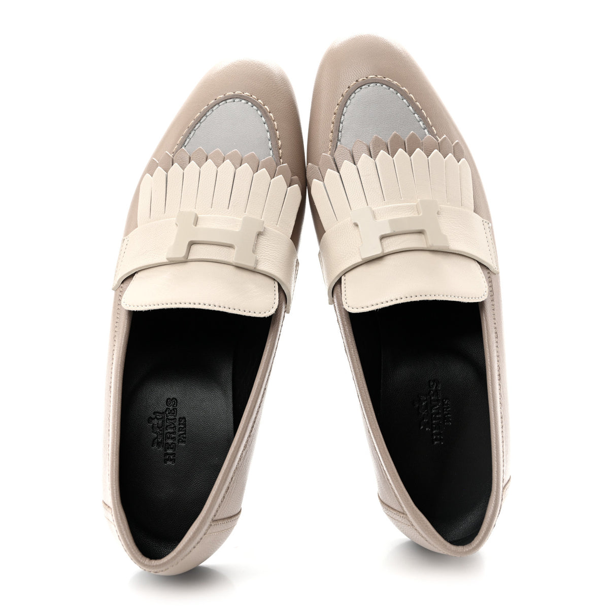 Goatskin Womens Royal Loafers 36.5 Multicolore Beige Mastic