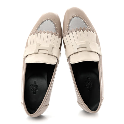Hermes Goatskin Womens Royal Loafers 36.5 Multicolore Beige Mastic 2 of 10