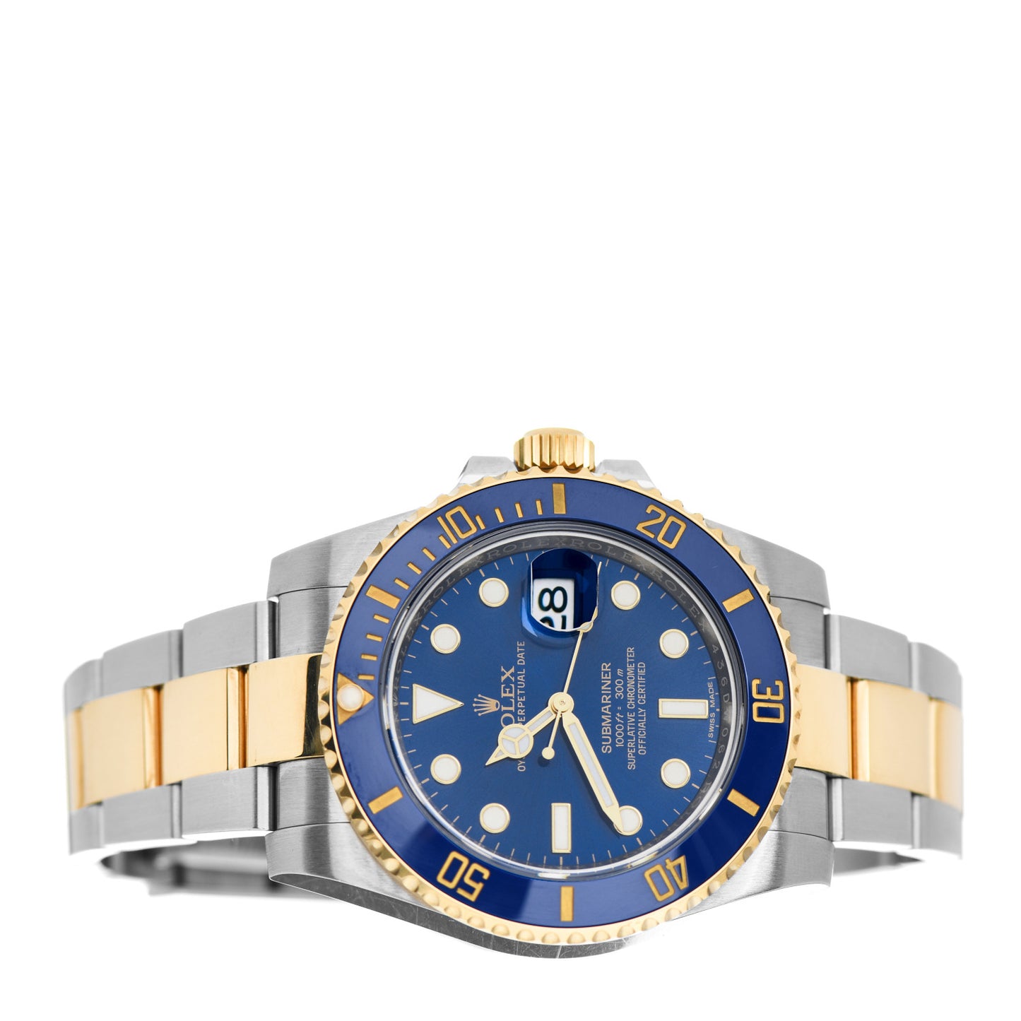 Stainless Steel 18K Yellow Gold 40mm Submariner Date Watch Royal Blue 116613LB