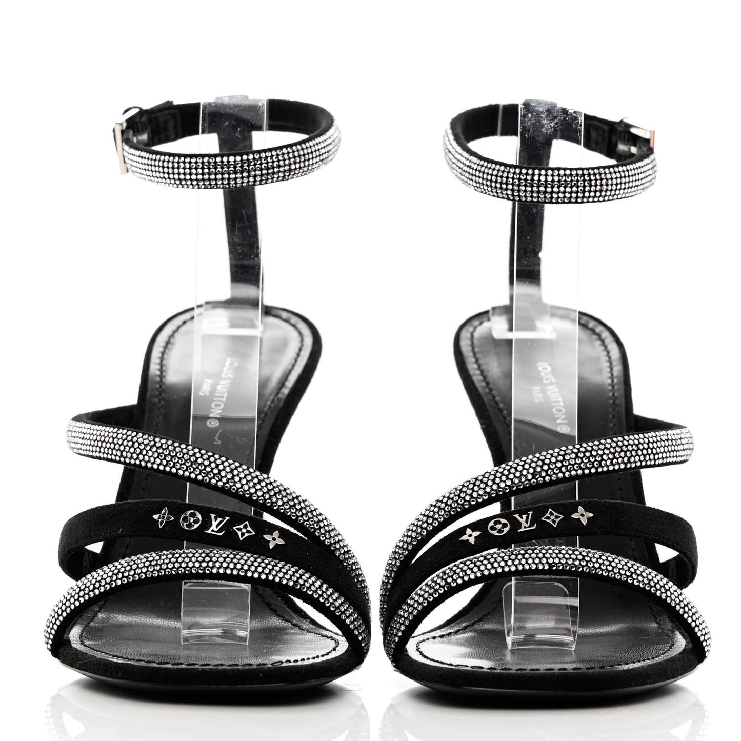 Suede Goat Rhinestone Appeal Sandals 37 Black