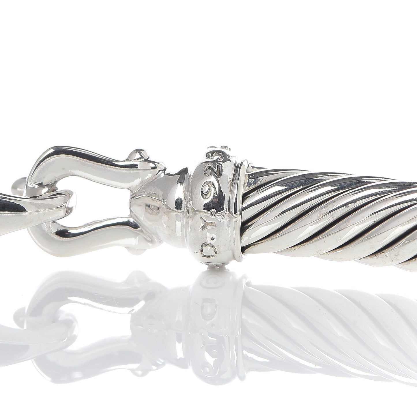 Sterling Silver Diamond 5mm Cable Buckle Bracelet
