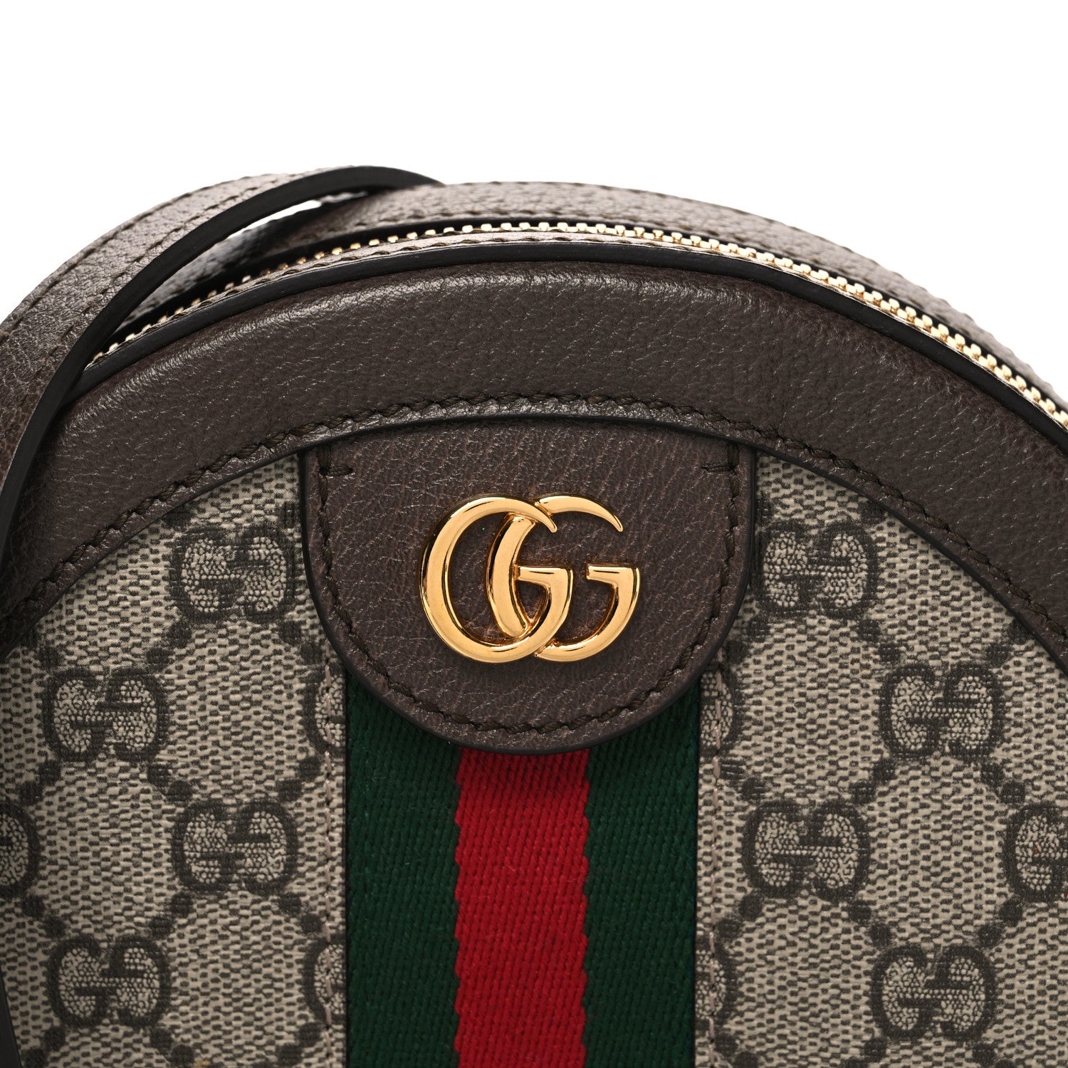Gucci GG Supreme Monogram Web Mini Ophidia Round Shoulder Bag Brown 8 of 10