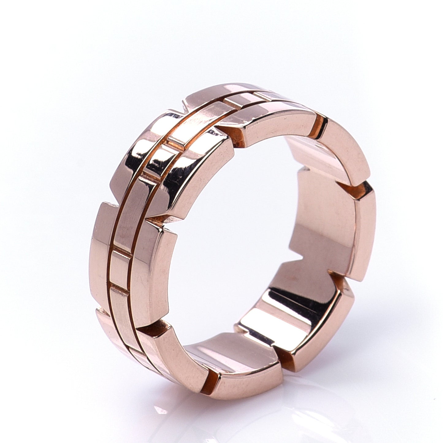 18K Pink Gold Tank Francaise Band Ring 50 5.25